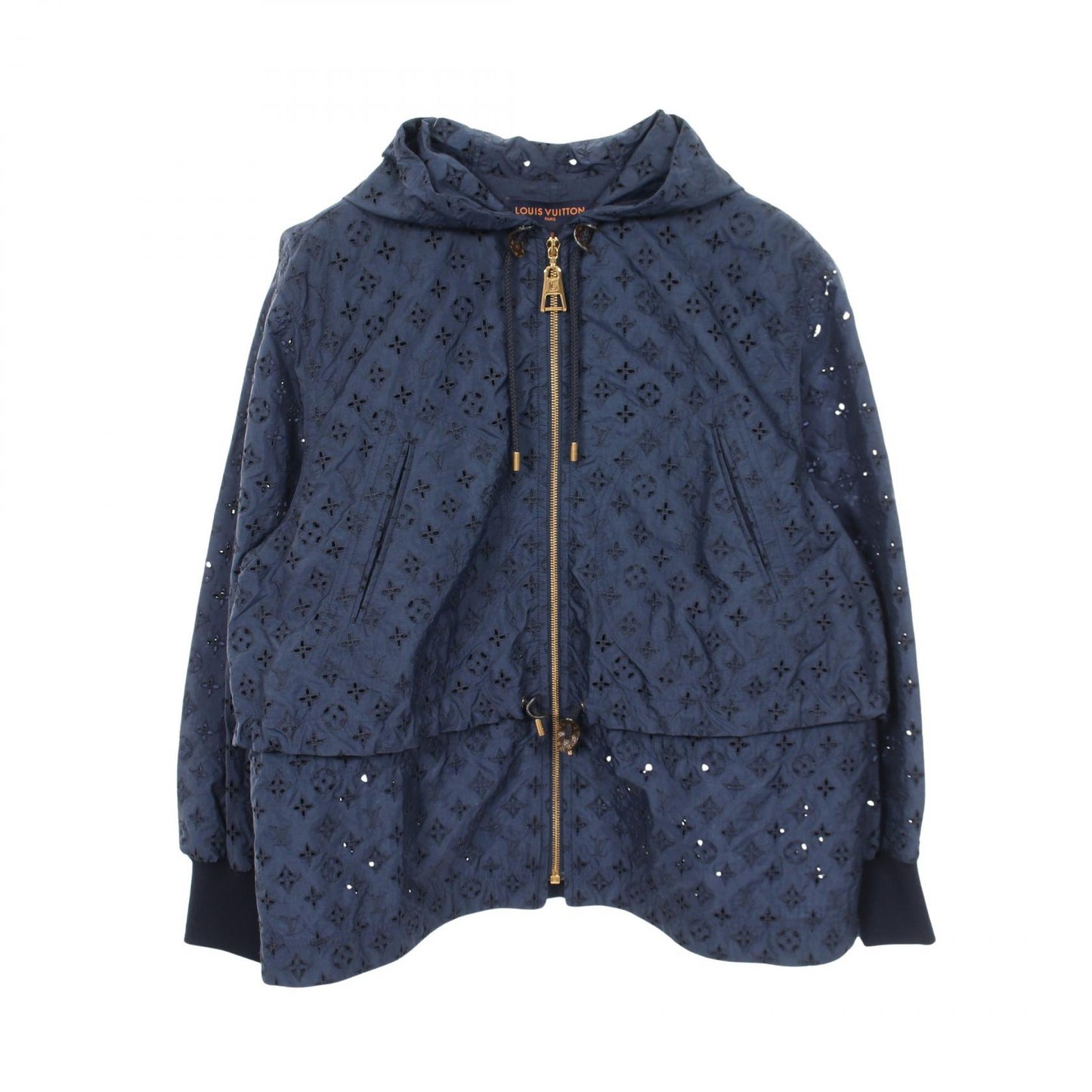 ブロデリーアングレーズモノグラムパーカー フード付き ジャケット ナイロン ネイビー ルイヴィトン アウター LOUIS VUITTON