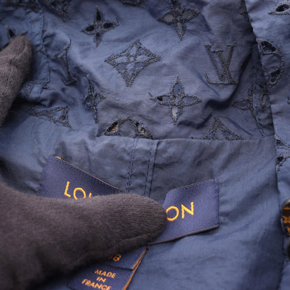 ブロデリーアングレーズモノグラムパーカー フード付き ジャケット ナイロン ネイビー ルイヴィトン アウター LOUIS VUITTON