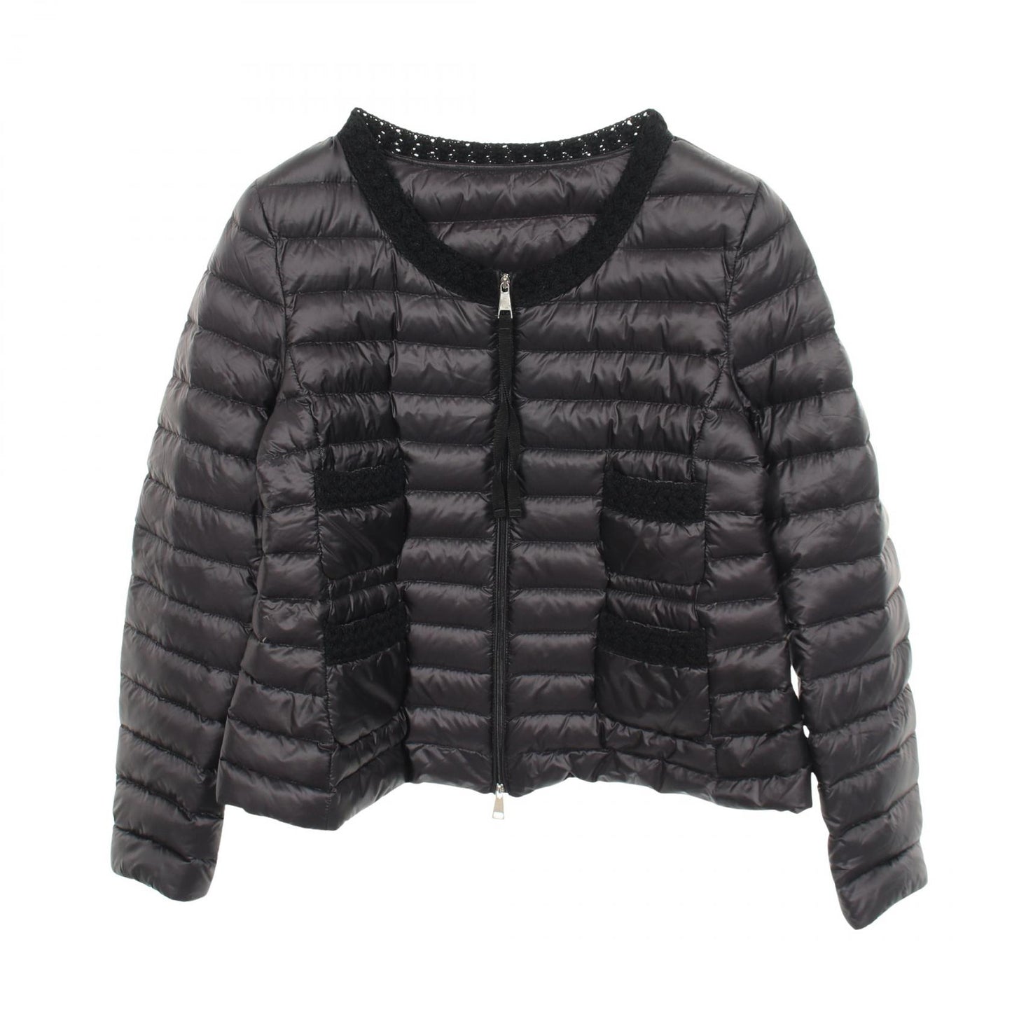 CROISSANT ノーカラー ダウンジャケット ナイロン ブラック モンクレール アウター MONCLER