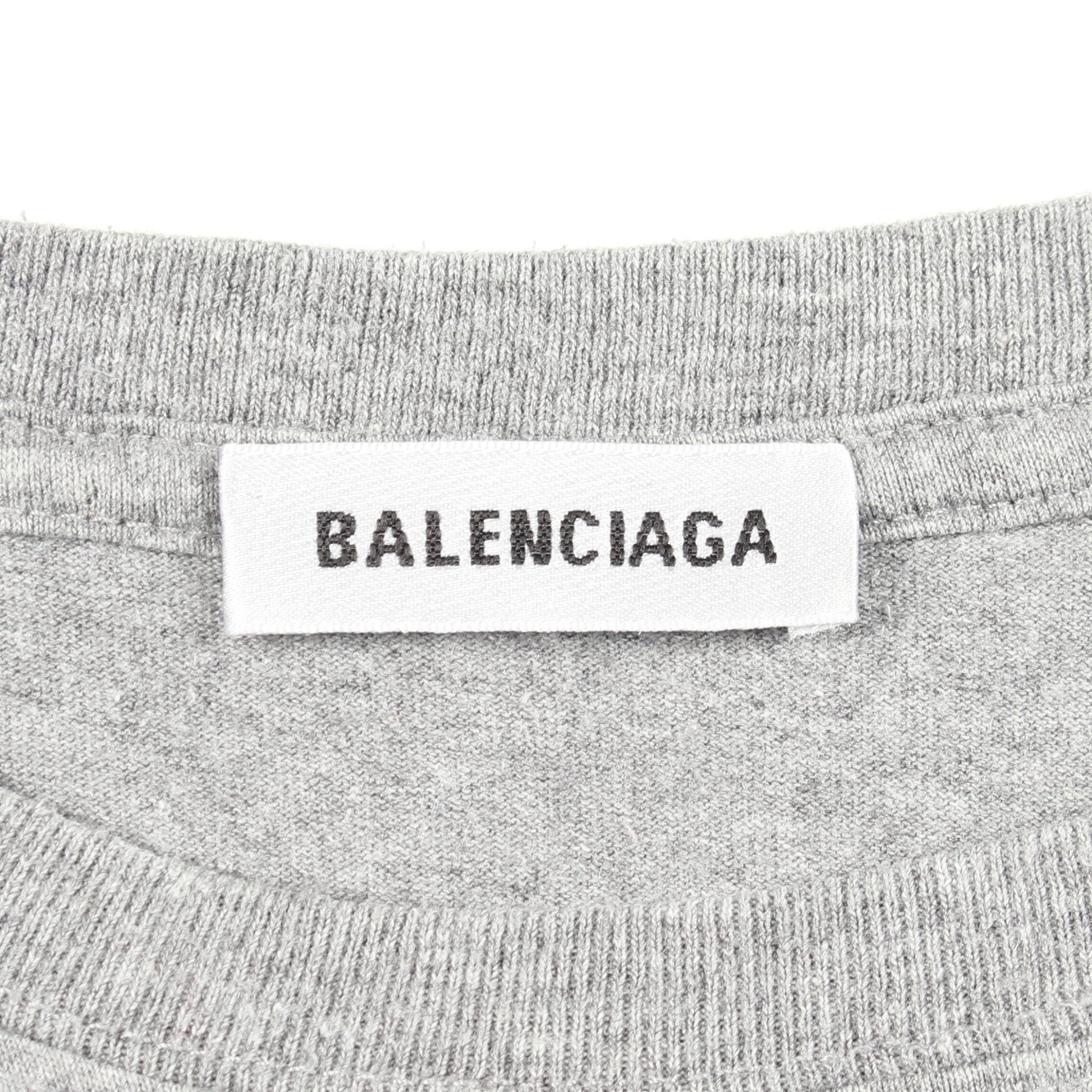 BBロゴプリント クルーネック 半袖Tシャツ コットン グレー バレンシアガ トップス BALENCIAGA