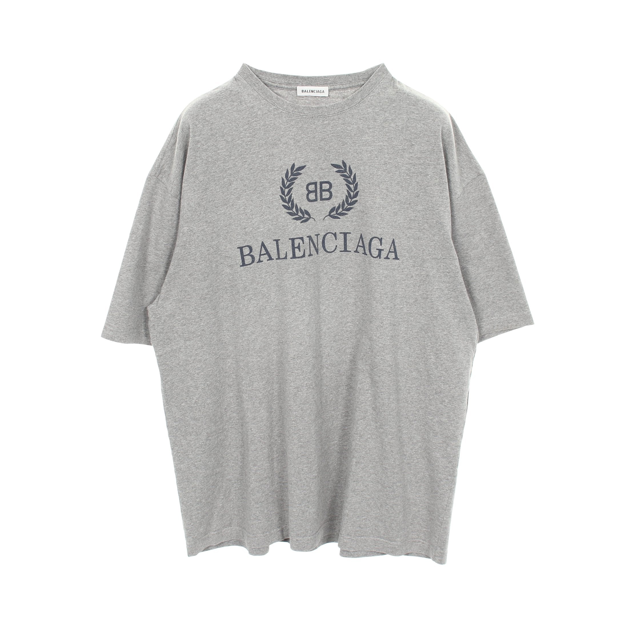バレンシアガ　Tシャツ　グレー　バックプリント　ロゴ　シャツ　XXS 中古・古着通販】BALENCIAGA (バレンシアガ) デストロイ加工ロゴ