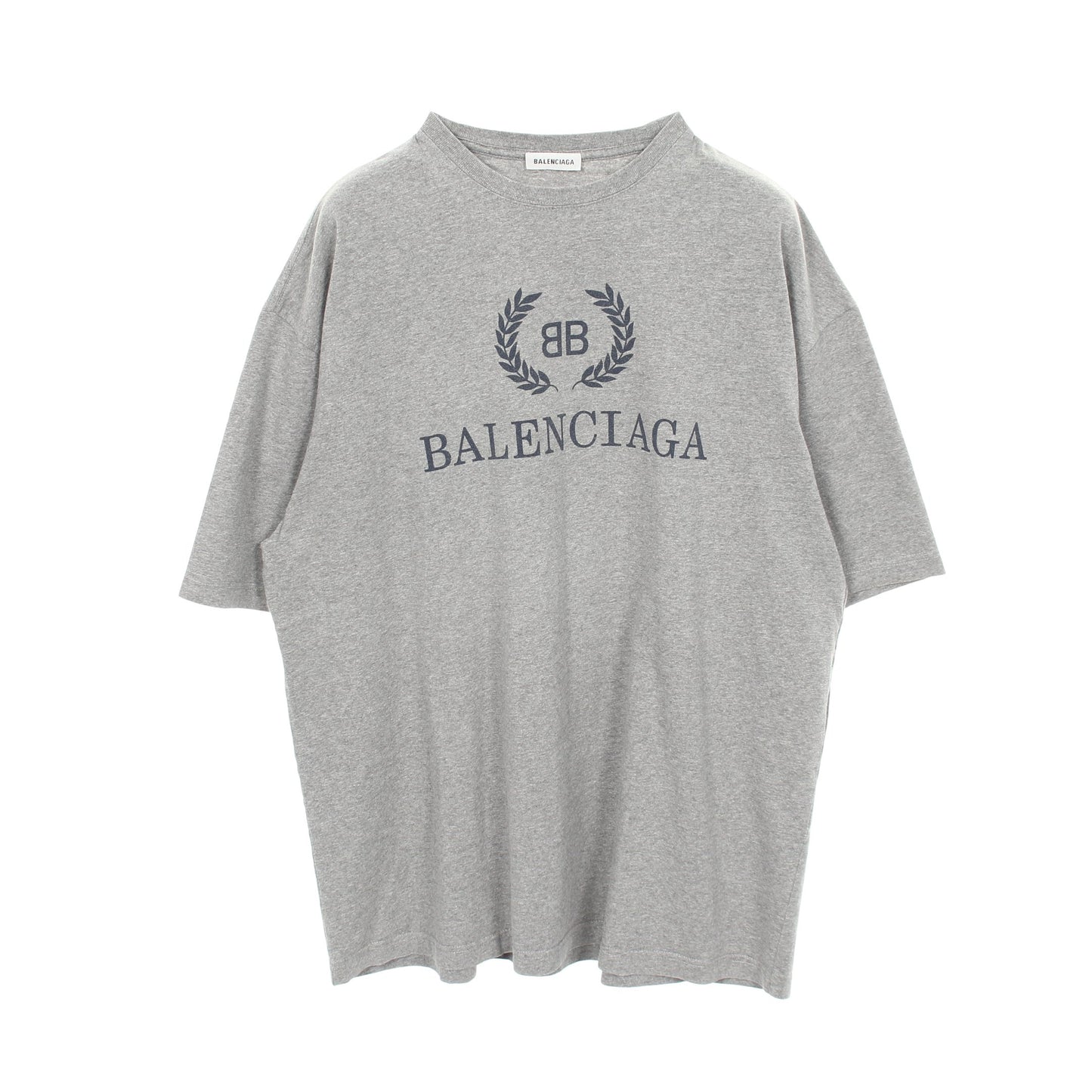 BBロゴプリント クルーネック 半袖Tシャツ コットン グレー バレンシアガ トップス BALENCIAGA