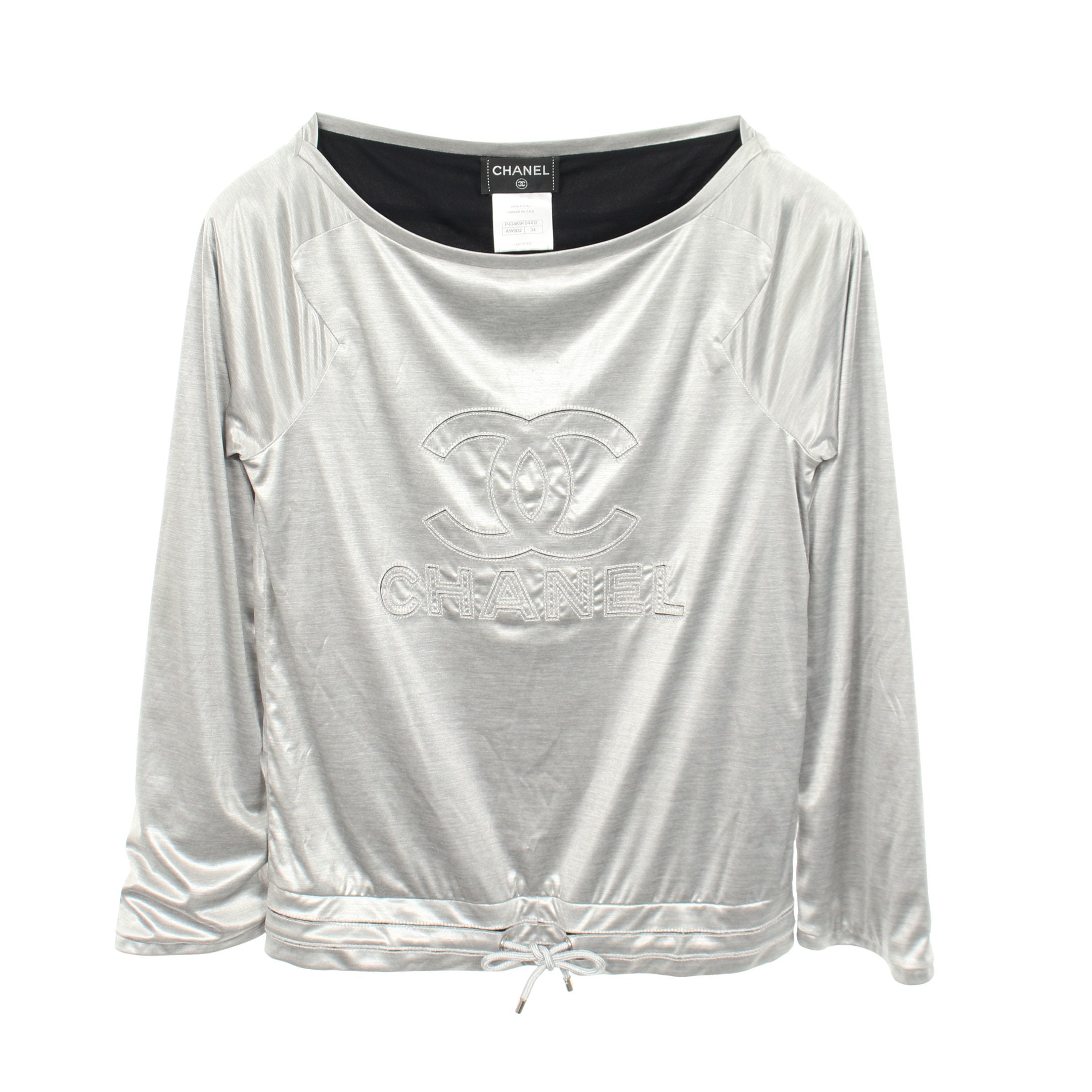 ココマーク メタリック プルオーバー 長袖Tシャツ シルバー シャネル