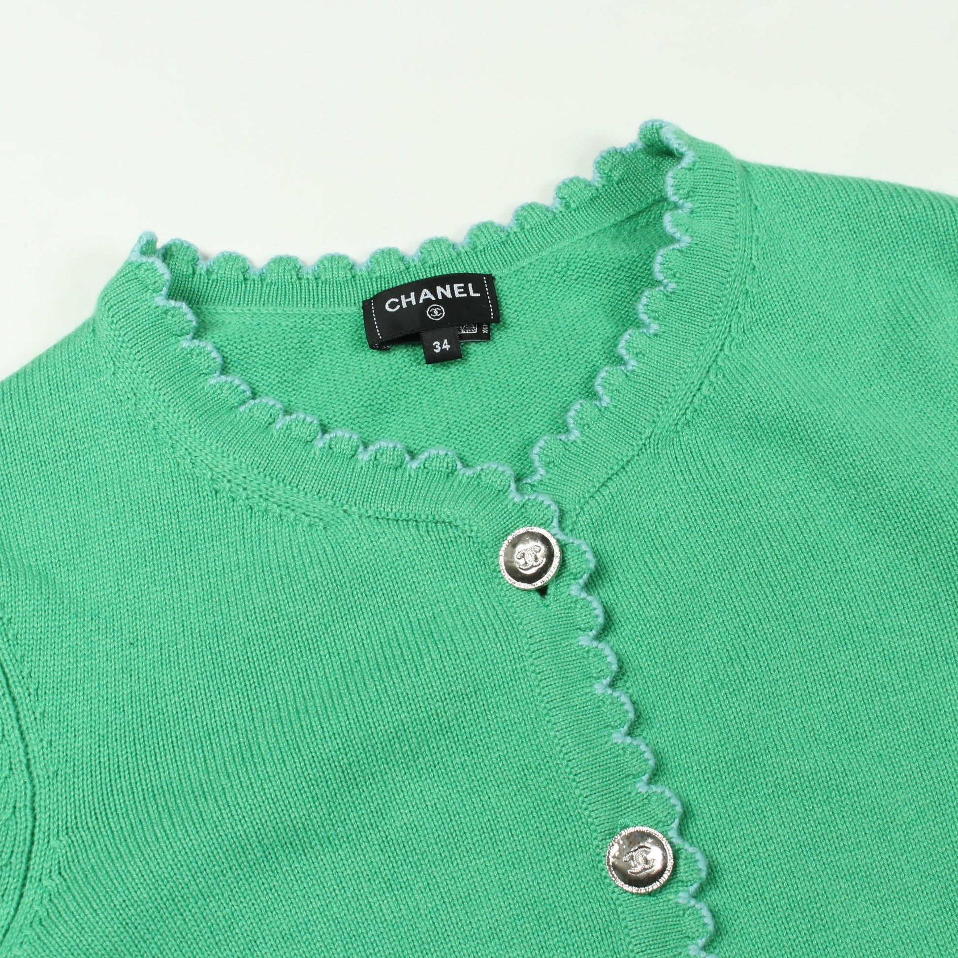 ココマークボタン カーディガン カシミヤ グリーン ライトブルー シャネル トップス CHANEL