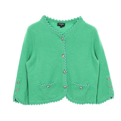 ココマークボタン カーディガン カシミヤ グリーン ライトブルー シャネル トップス CHANEL