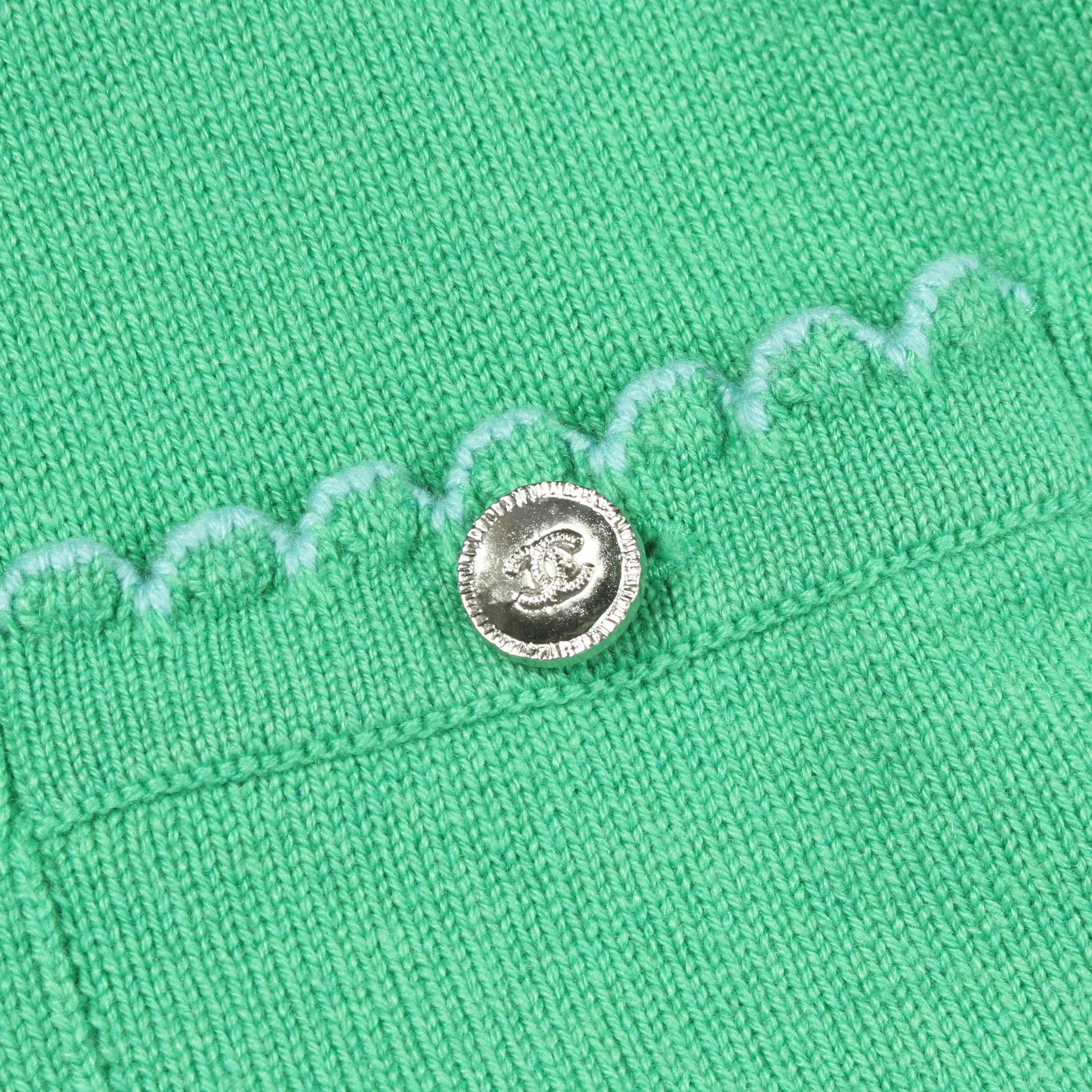 ココマークボタン カーディガン カシミヤ グリーン ライトブルー シャネル トップス CHANEL