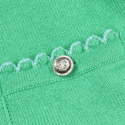 ココマークボタン カーディガン カシミヤ グリーン ライトブルー シャネル トップス CHANEL