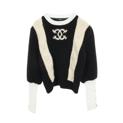 ココマーク ニット ウール カシミヤ ブラック ホワイト シャネル トップス CHANEL