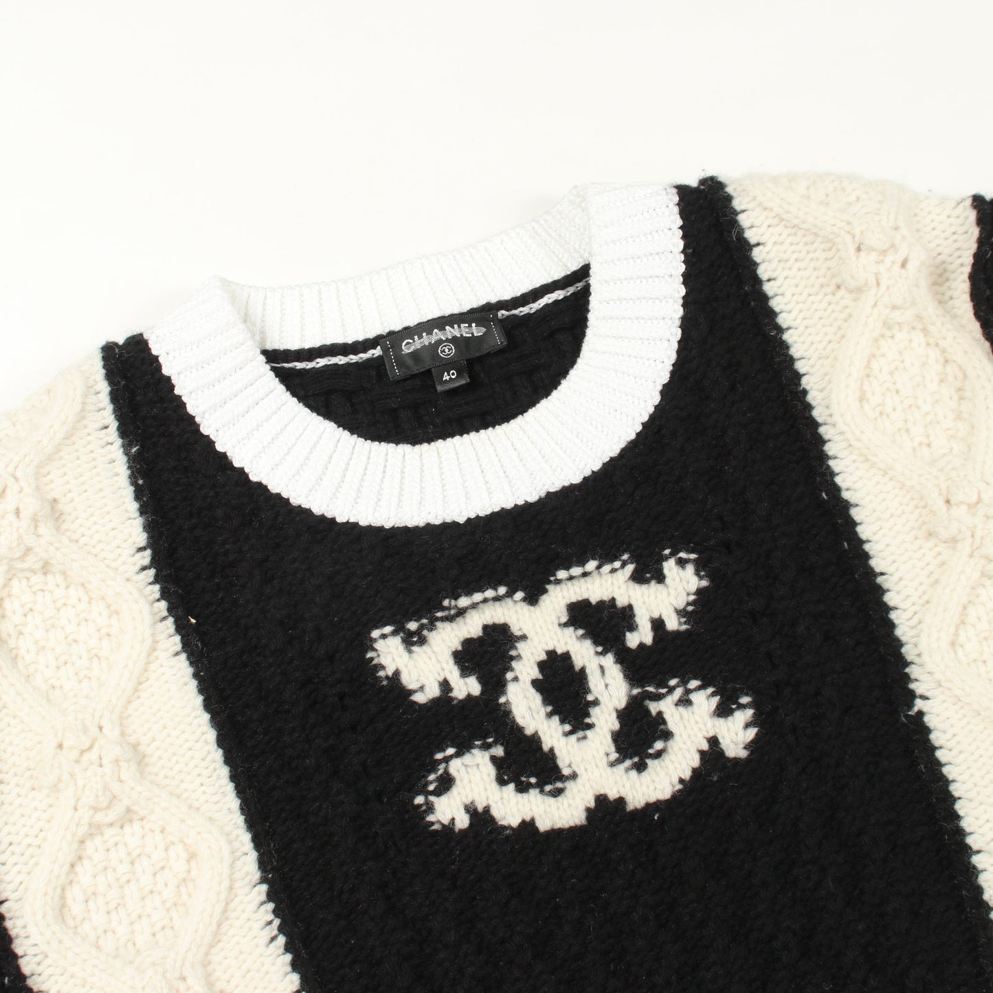 ココマーク ニット ウール カシミヤ ブラック ホワイト シャネル トップス CHANEL