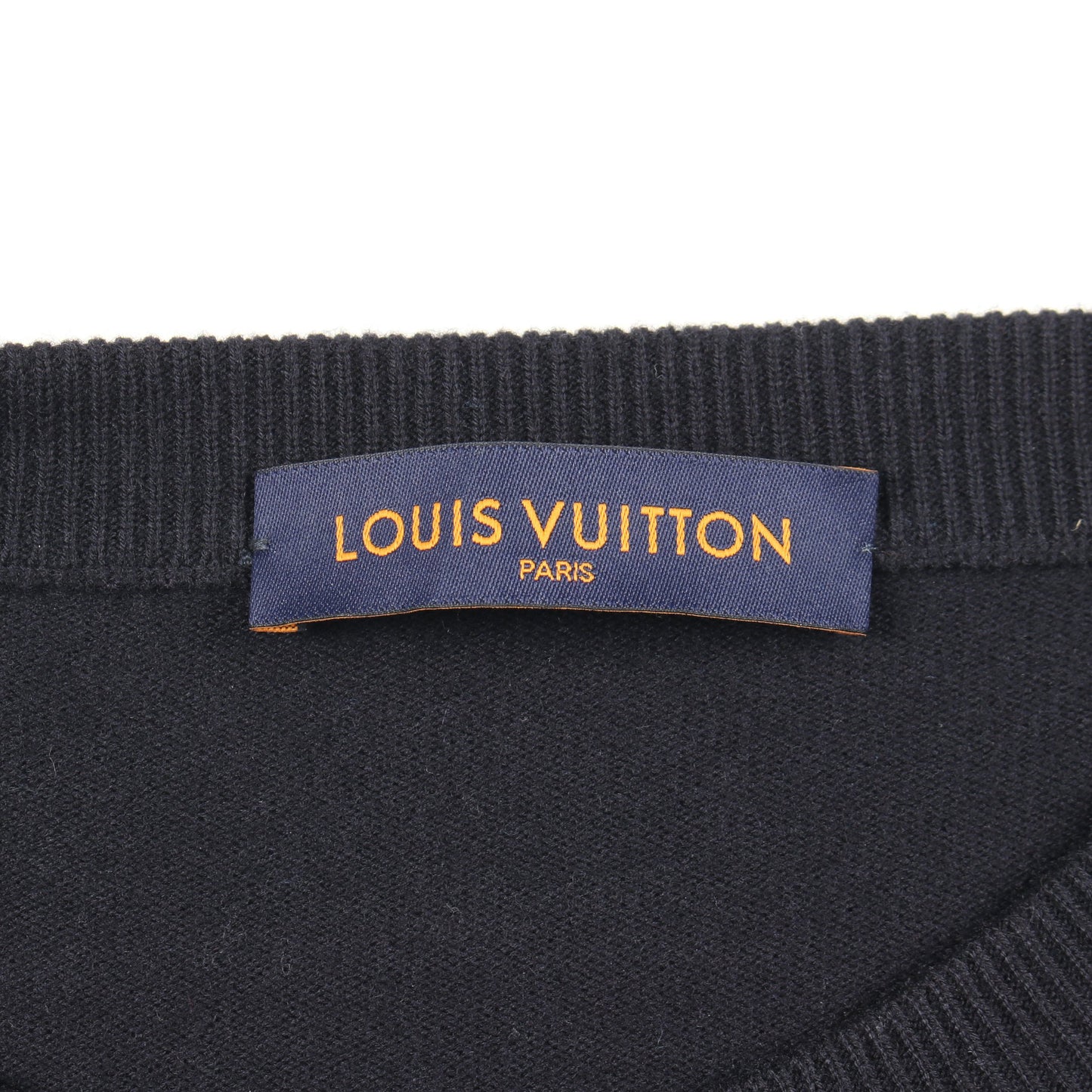 モノグラムスリーブ ニット ウール カシミヤ ダークネイビー ブルー ルイヴィトン トップス LOUIS VUITTON