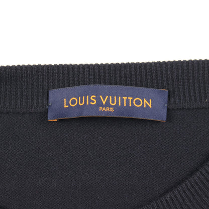 モノグラムスリーブ ニット ウール カシミヤ ダークネイビー ブルー ルイヴィトン トップス LOUIS VUITTON