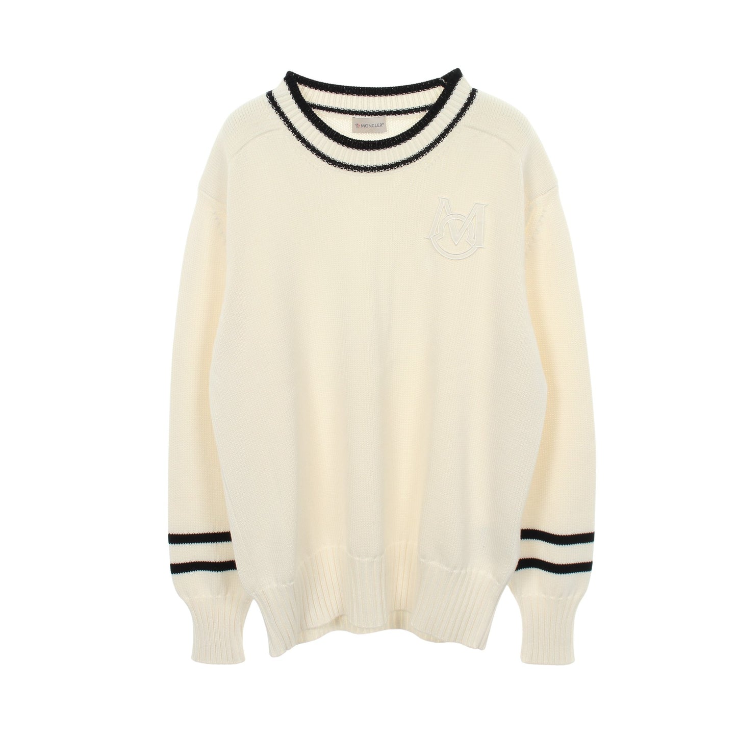 クルーネック ニット コットン ホワイト ブラック モンクレール トップス MONCLER