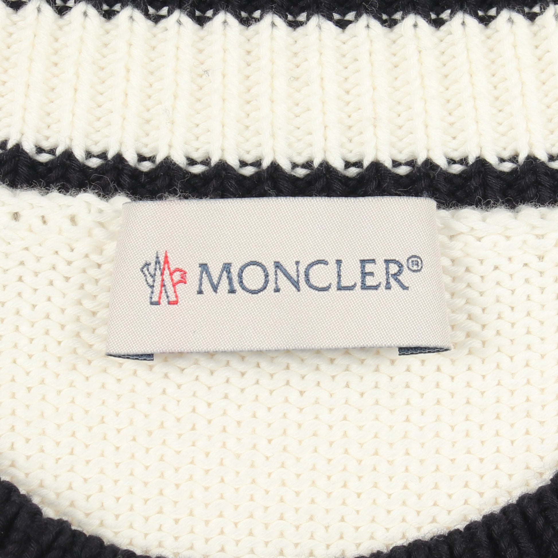 クルーネック ニット コットン ホワイト ブラック モンクレール トップス MONCLER