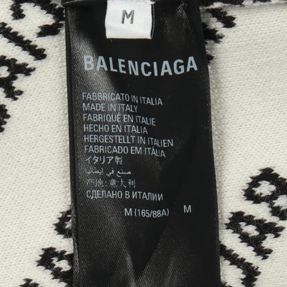 オールオーバーロゴ クルーネック ニット コットン ウール ブラック バレンシアガ トップス BALENCIAGA