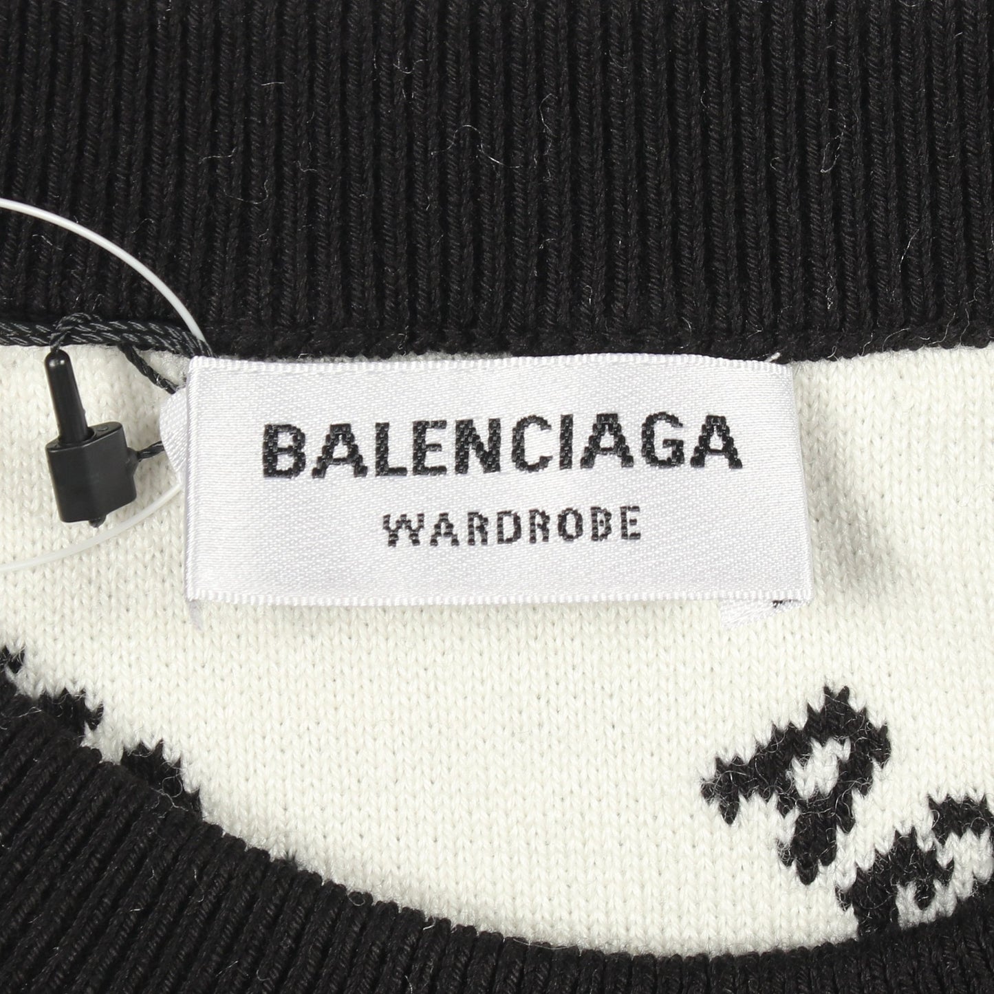 オールオーバーロゴ クルーネック ニット コットン ウール ブラック バレンシアガ トップス BALENCIAGA