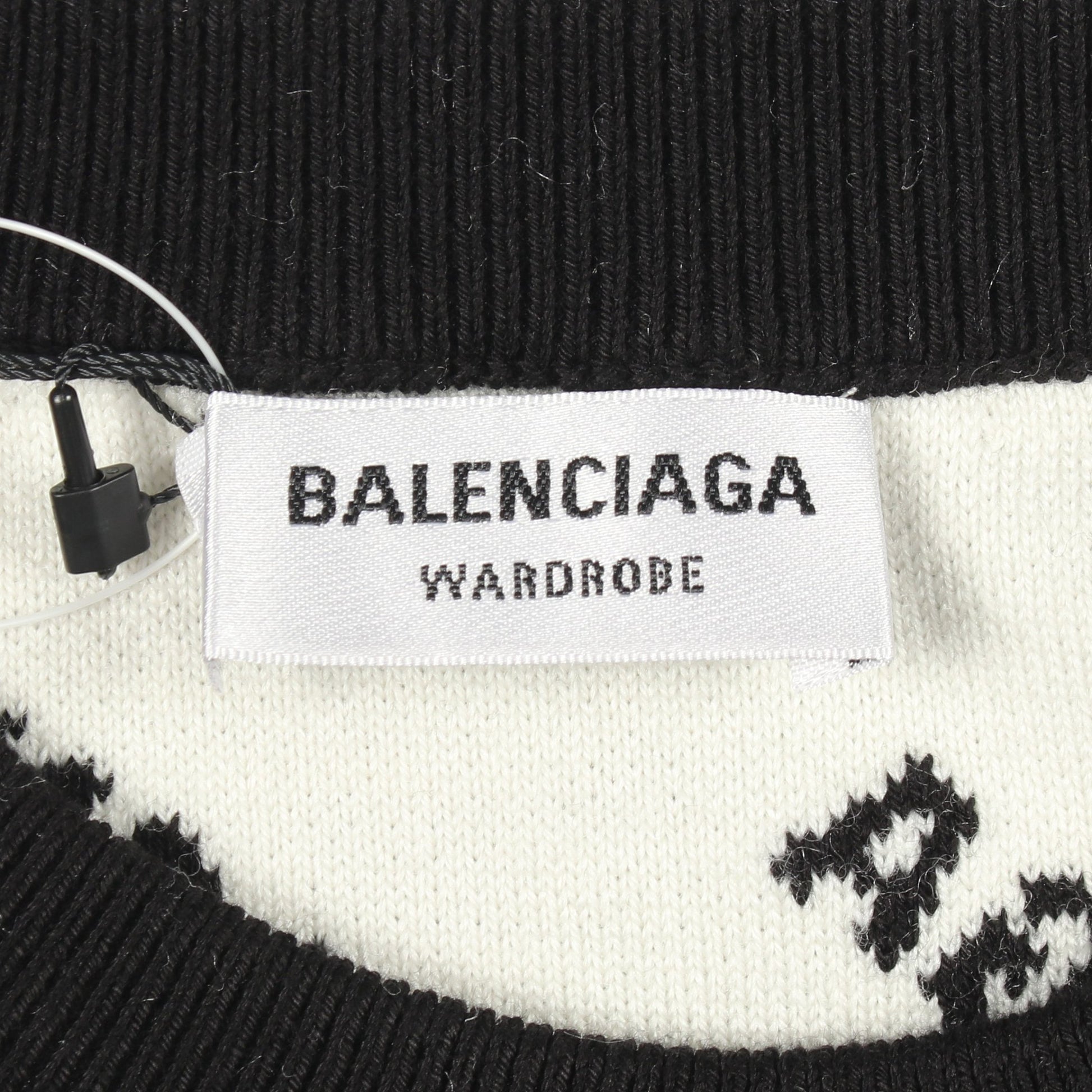 オールオーバーロゴ クルーネック ニット コットン ウール ブラック バレンシアガ トップス BALENCIAGA