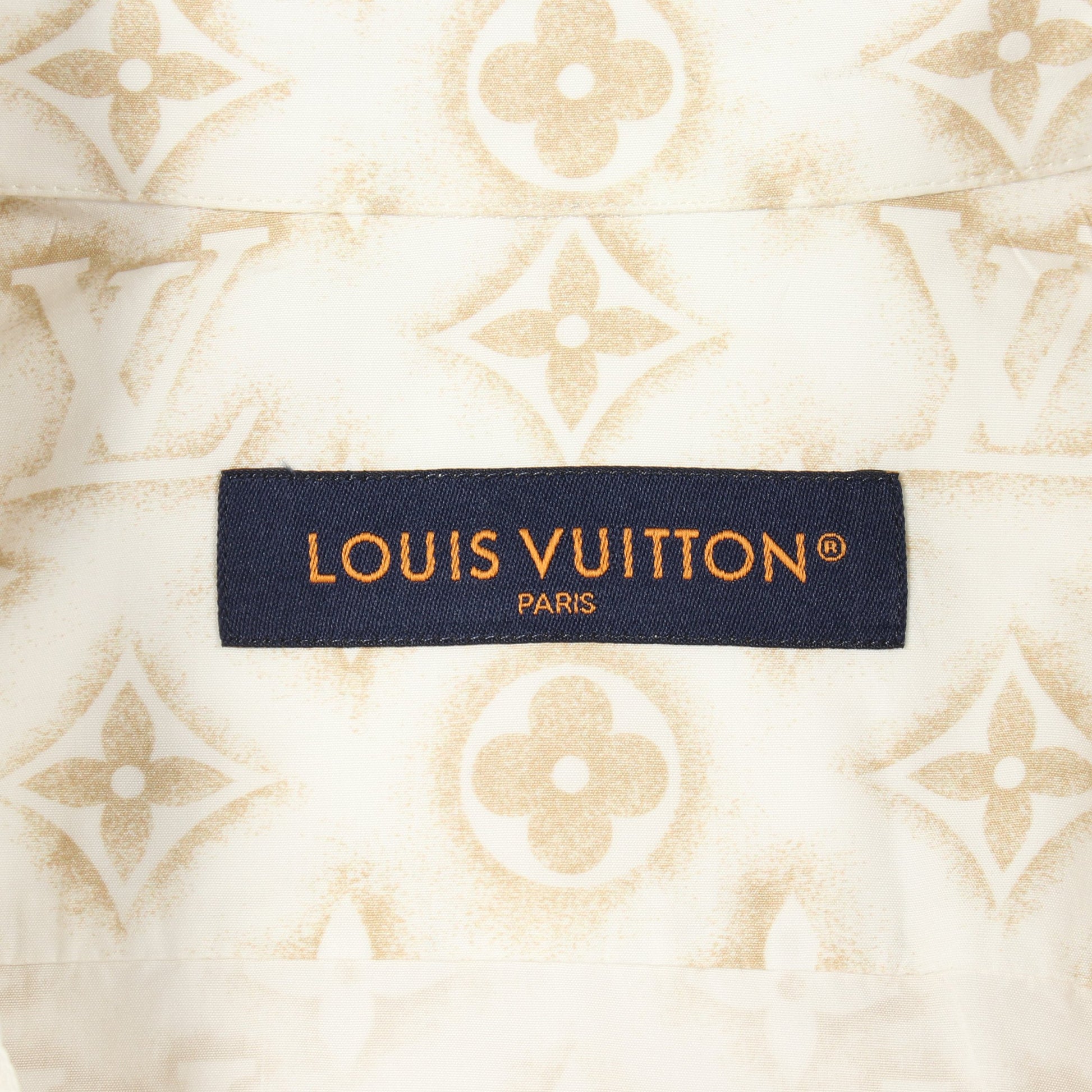 モノグラムサンド 長袖 シャツ コットン ホワイト ベージュ ルイヴィトン トップス LOUIS VUITTON