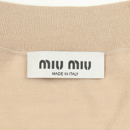 ロゴ Vネック カーディガン カシミヤ シルク ベージュ ミュウミュウ トップス miu miu