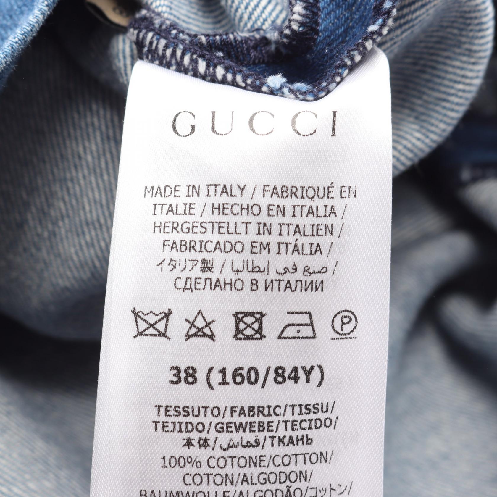インターロッキングGボタン シェリーライン 半袖 デニム ワンピース コットン ブルー グッチ ワンピース GUCCI