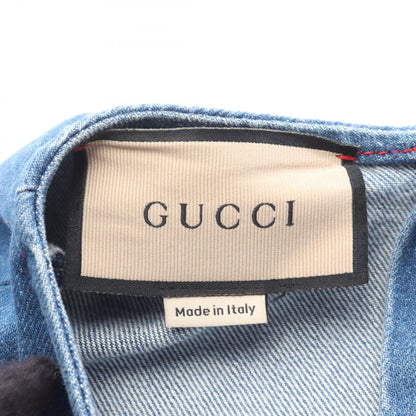 インターロッキングGボタン シェリーライン 半袖 デニム ワンピース コットン ブルー グッチ ワンピース GUCCI