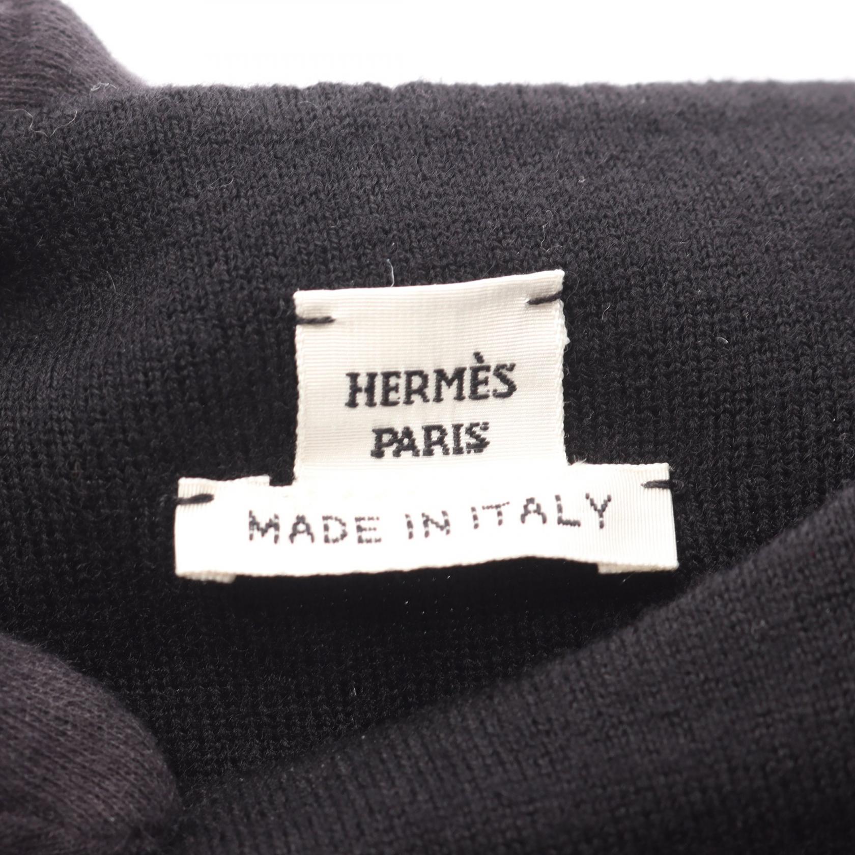 セリエボタン 半袖 ニットワンピース ウール ブラック エルメス ワンピース HERMES
