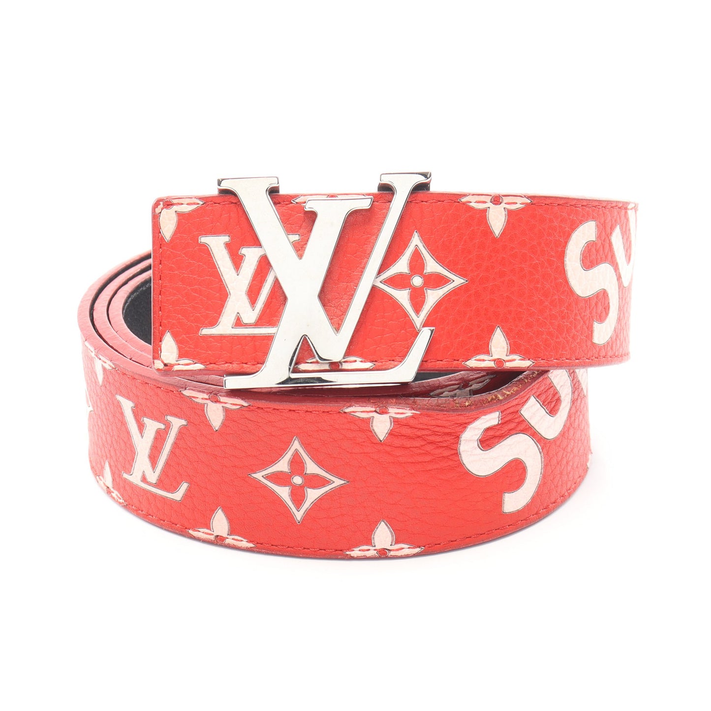 LOUIS VUITTON × Supreme モノグラムサンチュール LVイニシャル ベルト レザー レッド ホワイト ルイヴィトン 財布・小物 LOUIS VUITTON