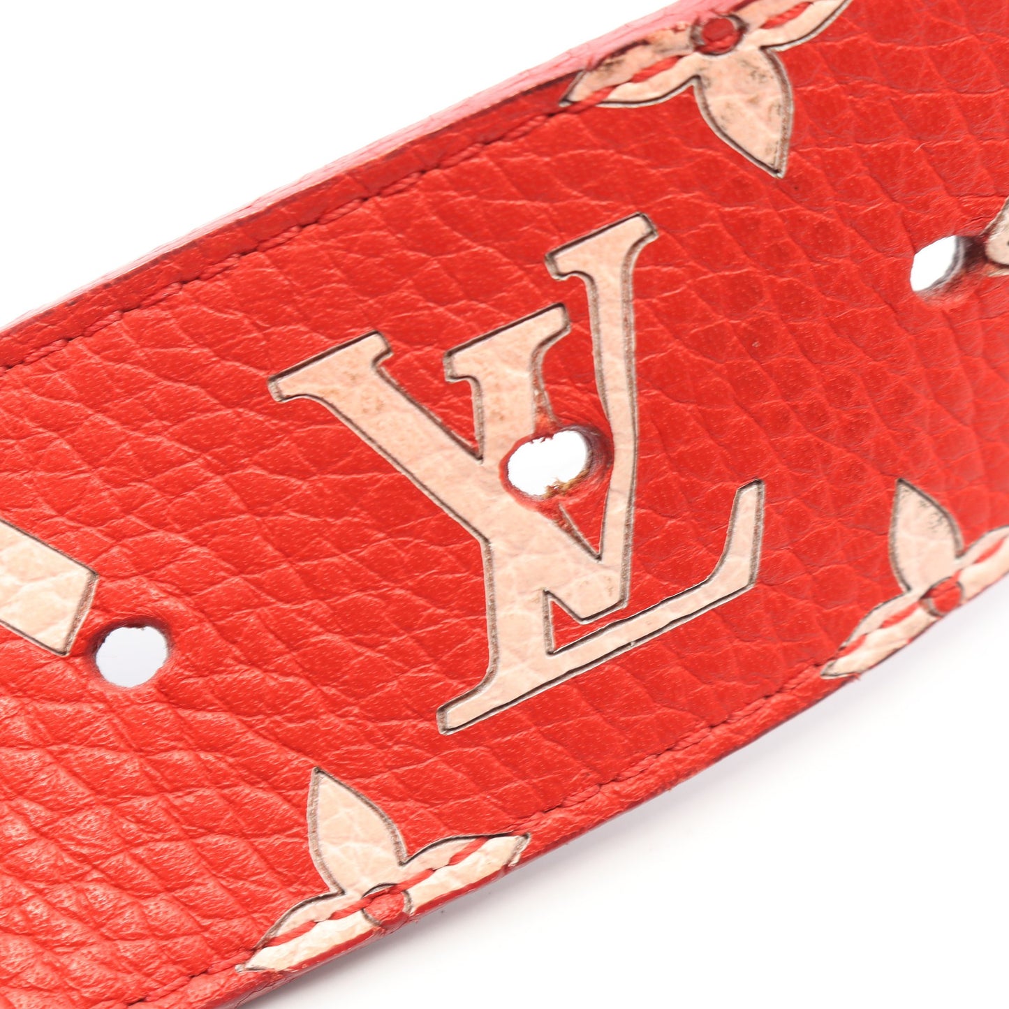 LOUIS VUITTON × Supreme モノグラムサンチュール LVイニシャル ベルト レザー レッド ホワイト ルイヴィトン 財布・小物 LOUIS VUITTON