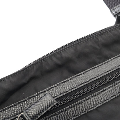 VIAGGIO ショルダーバッグ ナイロン サフィアーノレザー ブラック プラダ バッグ PRADA
