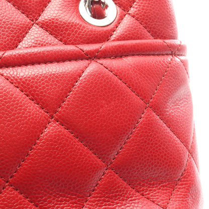 マトラッセ チェーンショルダーバッグ キャビアスキン レッド シルバー金具 シャネル バッグ CHANEL