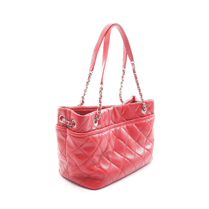マトラッセ チェーンショルダーバッグ キャビアスキン レッド シルバー金具 シャネル バッグ CHANEL