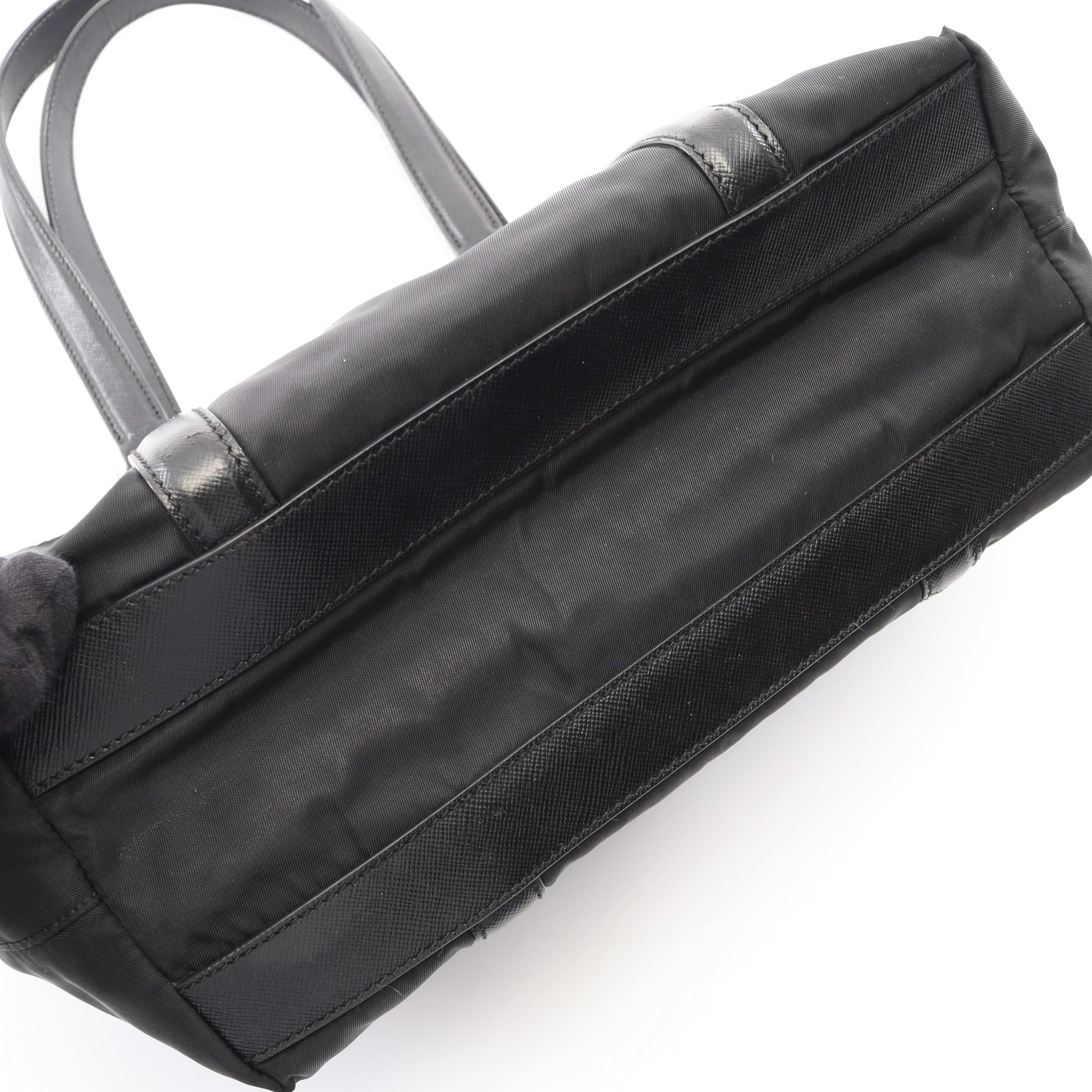 ハンドバッグ トートバッグ ナイロン サフィアーノレザー ブラック プラダ バッグ PRADA