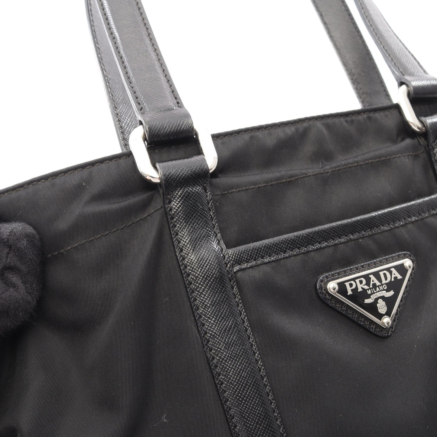 ハンドバッグ トートバッグ ナイロン サフィアーノレザー ブラック プラダ バッグ PRADA