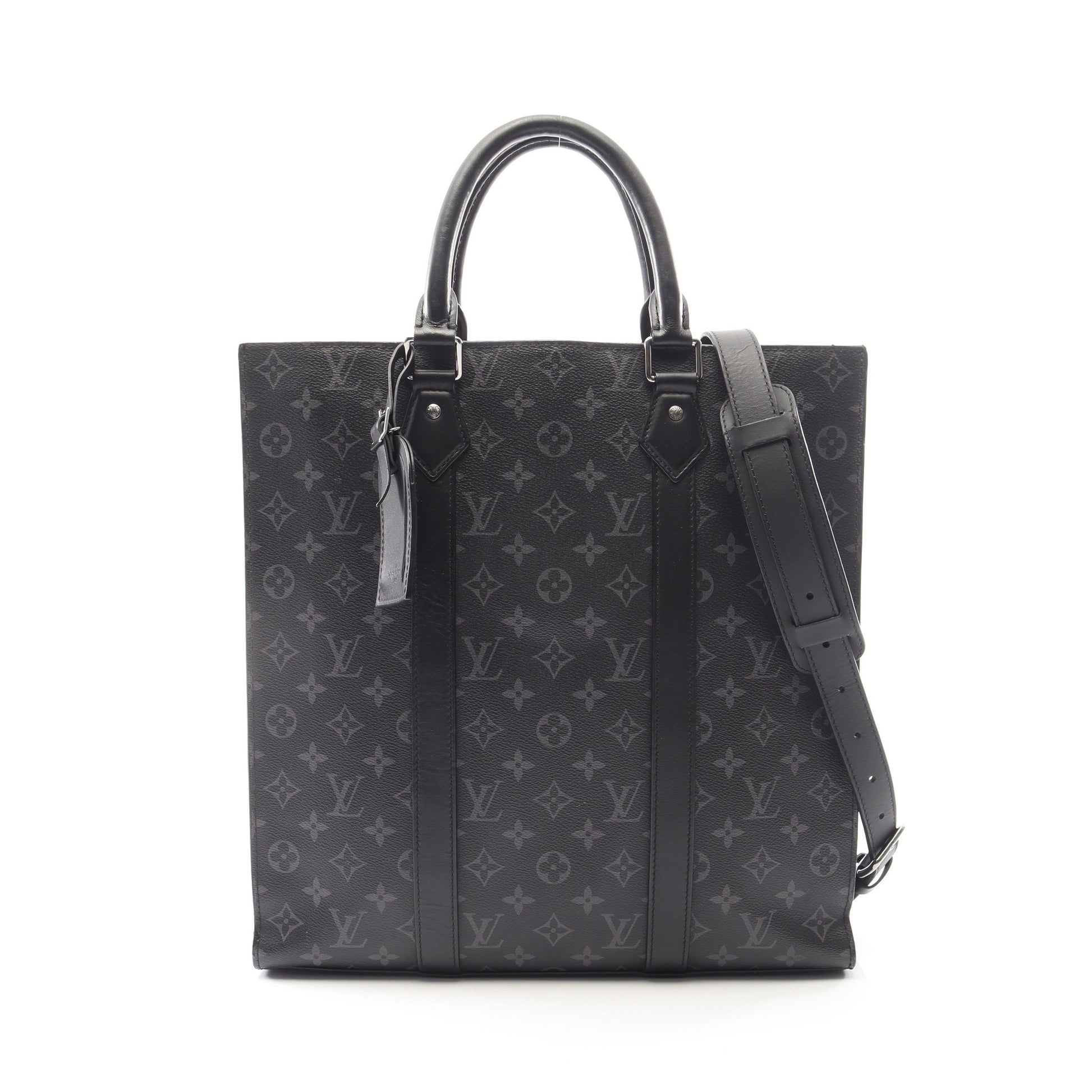 サックプラ モノグラムエクリプス 2WAY ハンドバッグ トートバッグ PVC レザー ブラック ルイヴィトン バッグ LOUIS VUITTON