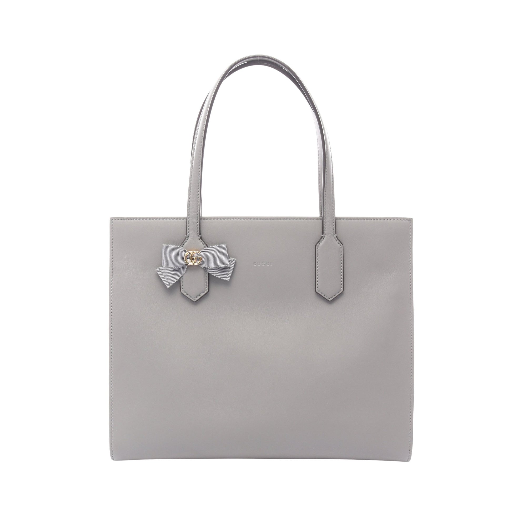 GGリボン ハンドバッグ トートバッグ レザー グレー グッチ バッグ GUCCI