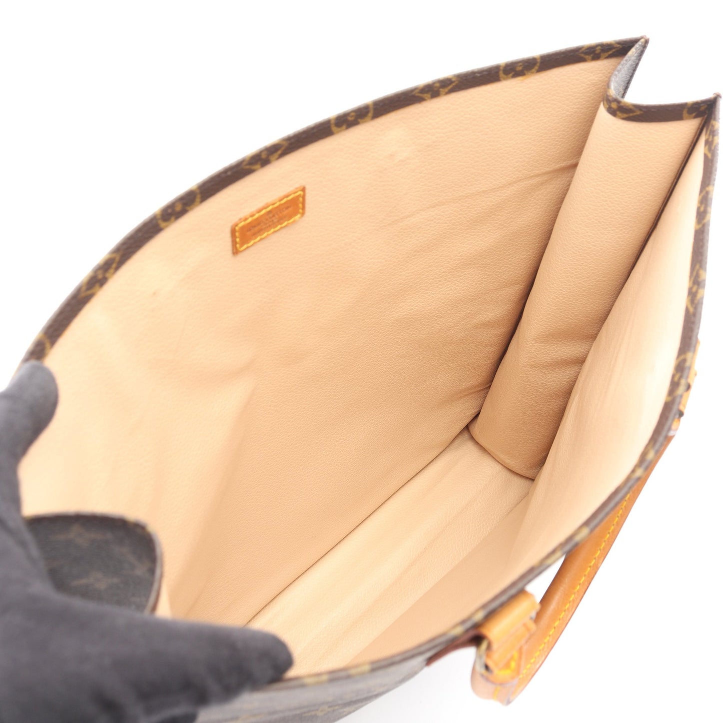 サックプラ モノグラム ハンドバッグ トートバッグ PVC レザー ブラウン ルイヴィトン バッグ LOUIS VUITTON