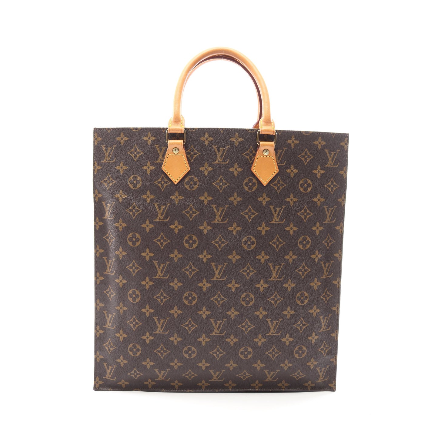サックプラ モノグラム ハンドバッグ トートバッグ PVC レザー ブラウン ルイヴィトン バッグ LOUIS VUITTON