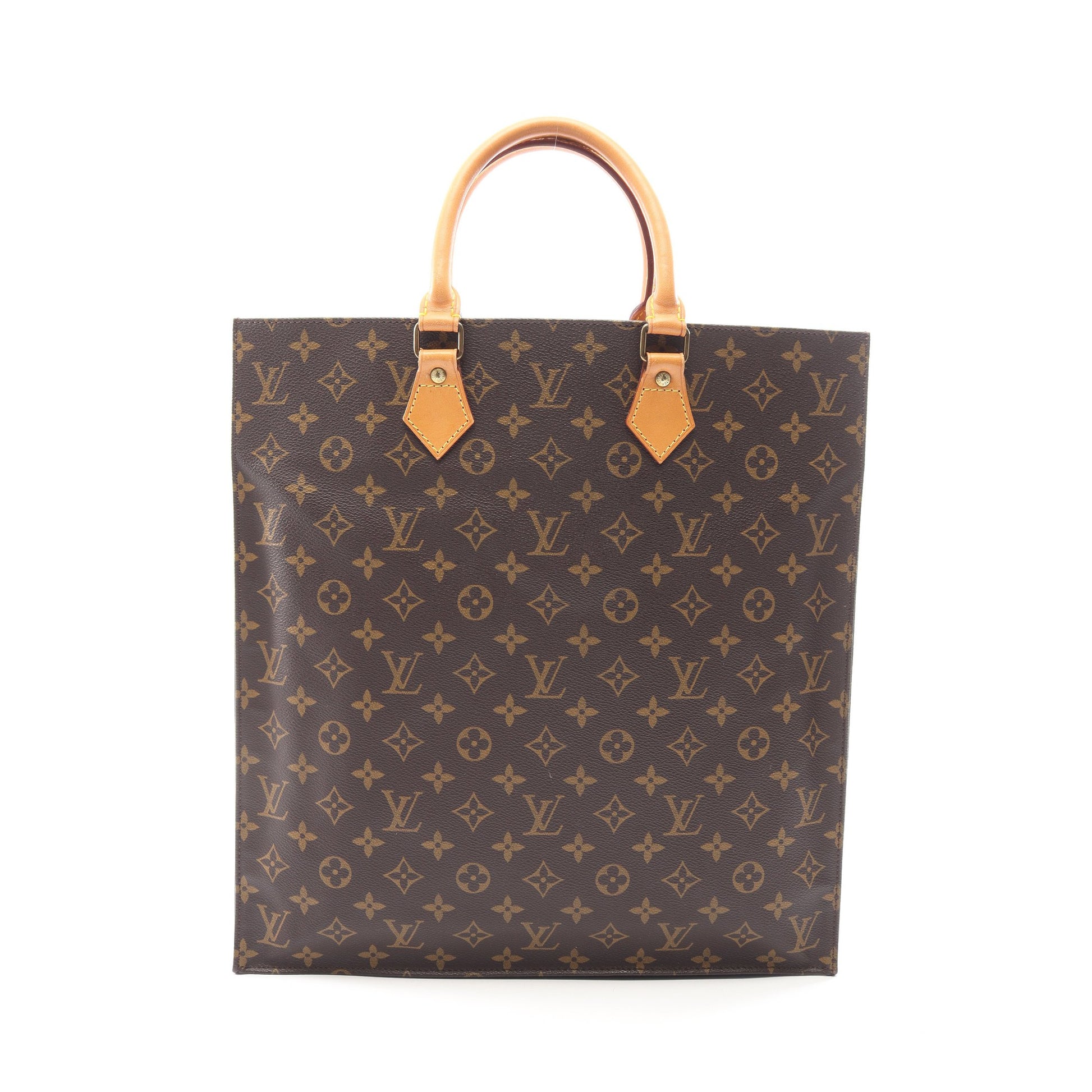 サックプラ モノグラム ハンドバッグ トートバッグ PVC レザー ブラウン ルイヴィトン バッグ LOUIS VUITTON