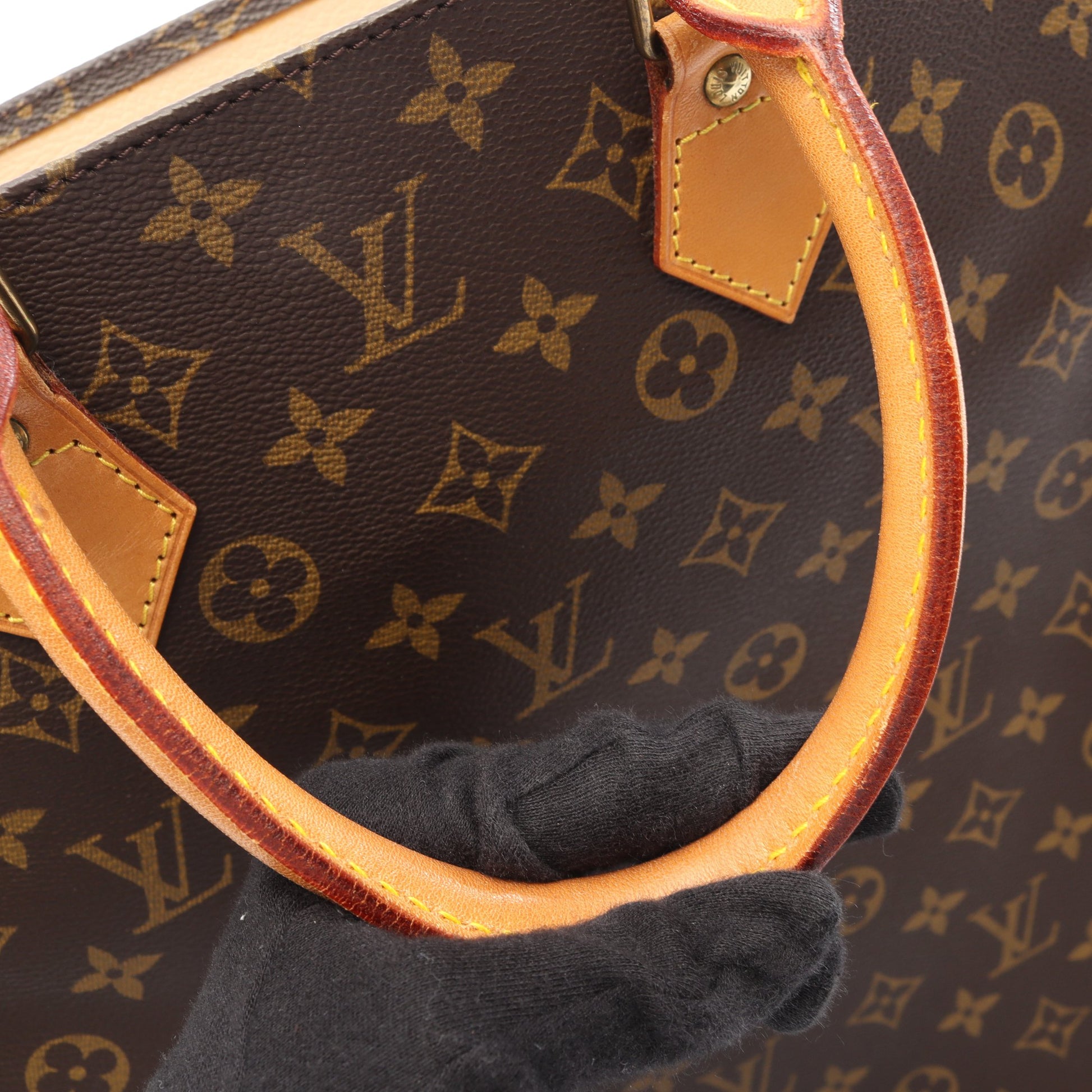 サックプラ モノグラム ハンドバッグ トートバッグ PVC レザー ブラウン ルイヴィトン バッグ LOUIS VUITTON