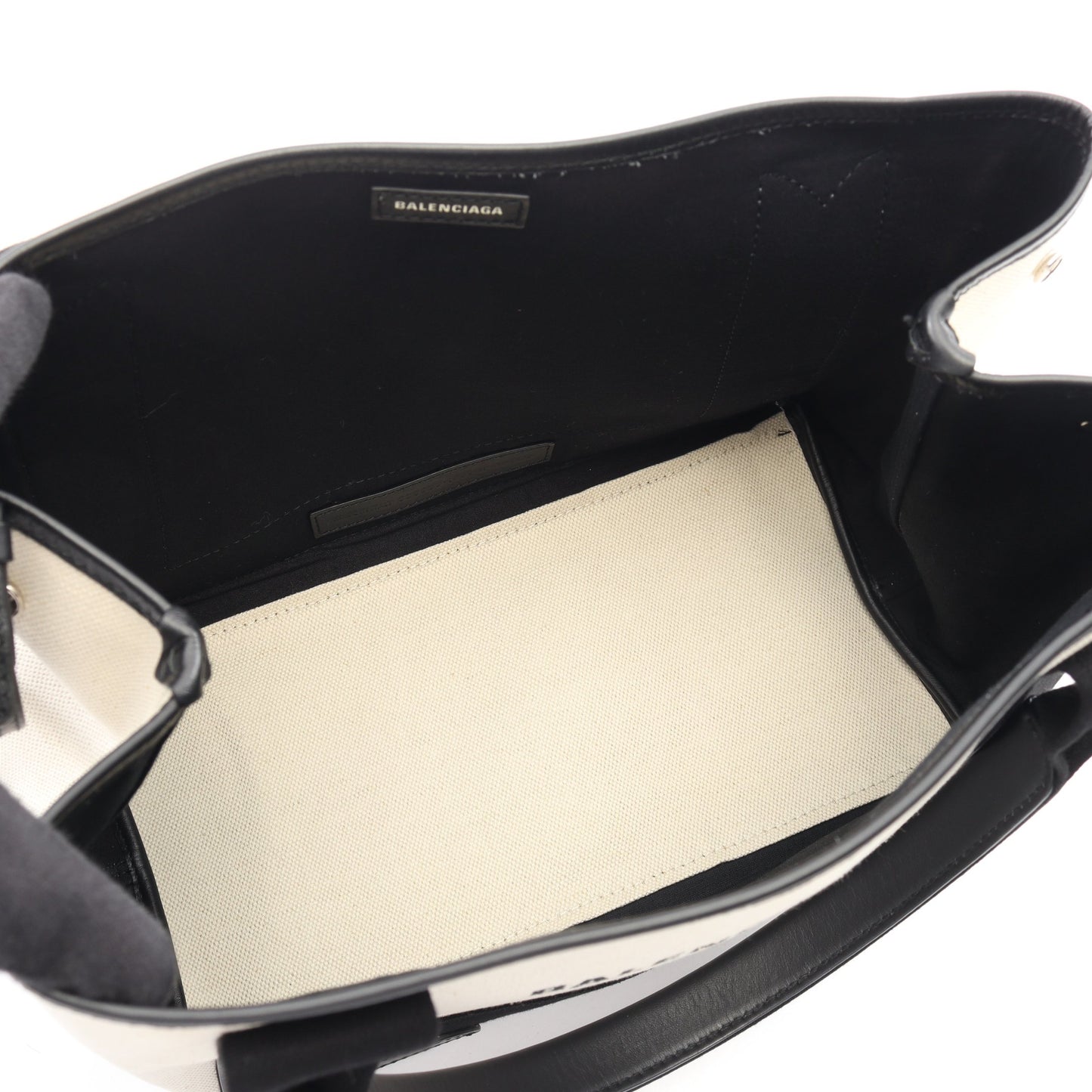 NAVY CABAS S ネイビーカバ ハンドバッグ トートバッグ キャンバス レザー アイボリー ブラック バレンシアガ バッグ BALENCIAGA