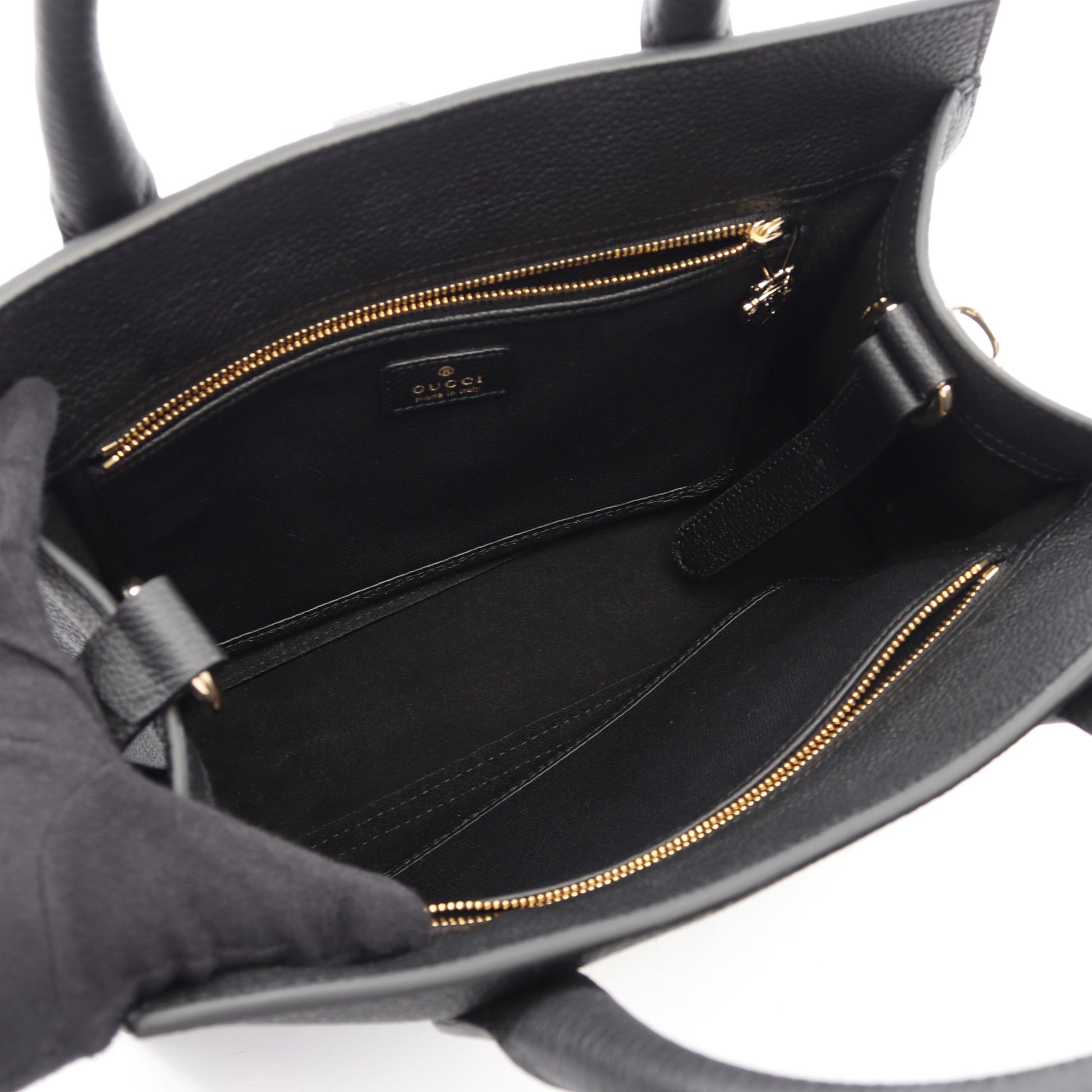 フック クロージャー付き ミディアム 2WAY ハンドバッグ トートバッグ レザー ブラック グッチ バッグ GUCCI
