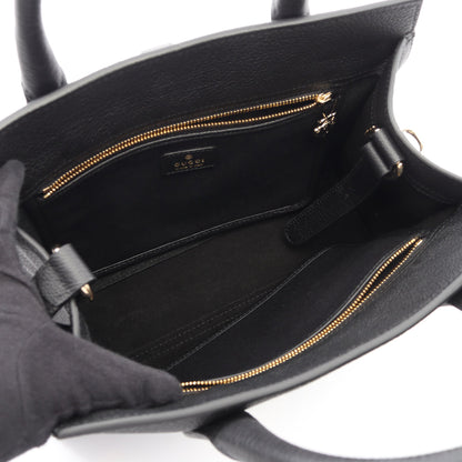 フック クロージャー付き ミディアム 2WAY ハンドバッグ トートバッグ レザー ブラック グッチ バッグ GUCCI