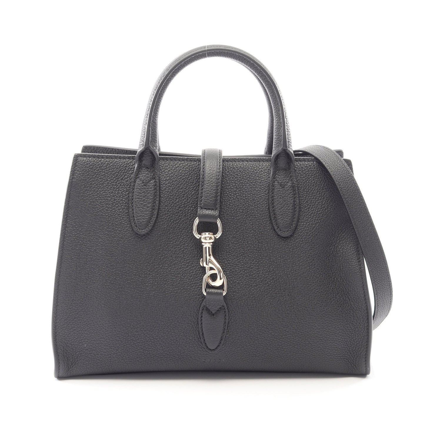 フック クロージャー付き ミディアム 2WAY ハンドバッグ トートバッグ レザー ブラック グッチ バッグ GUCCI