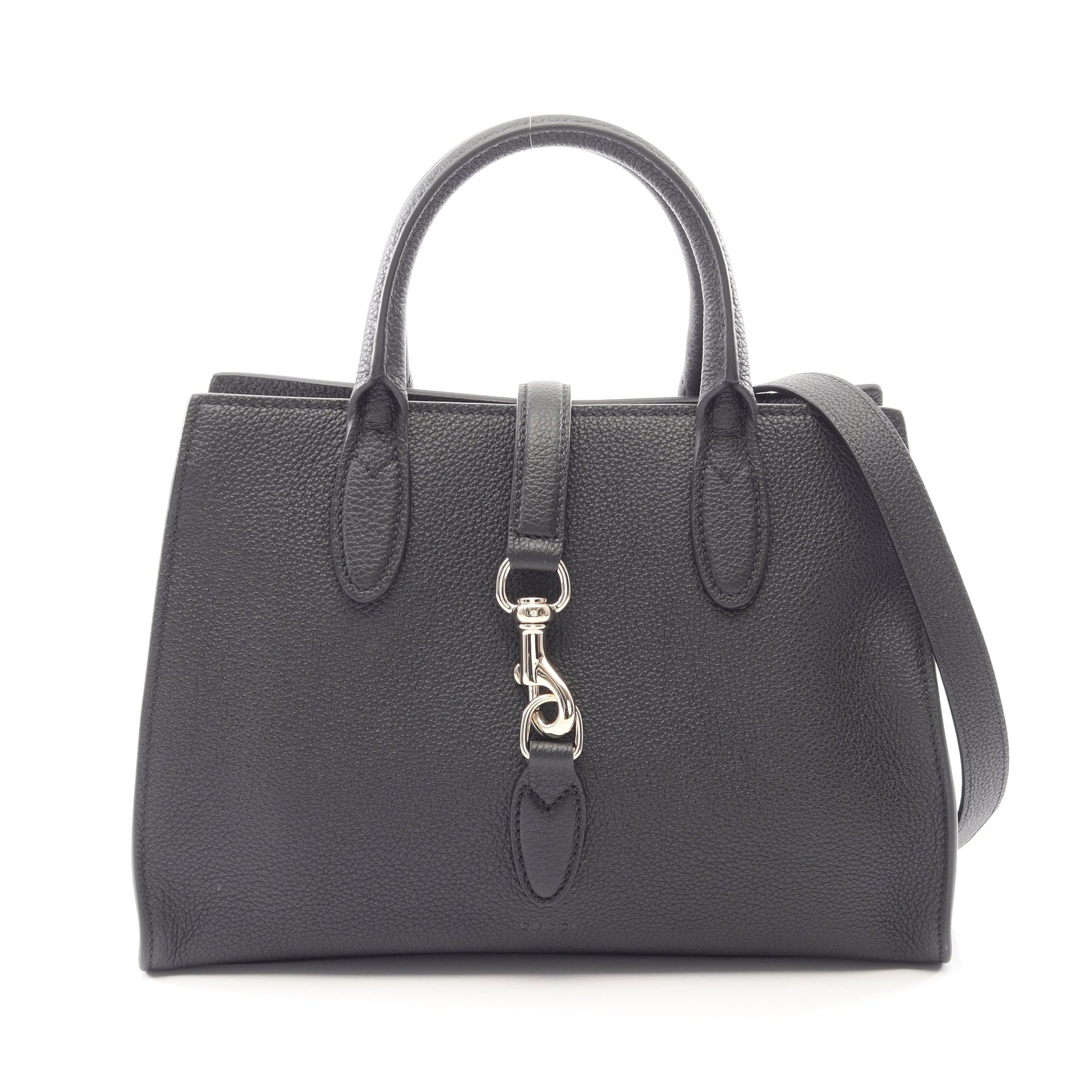 フック クロージャー付き ミディアム 2WAY ハンドバッグ トートバッグ レザー ブラック グッチ バッグ GUCCI