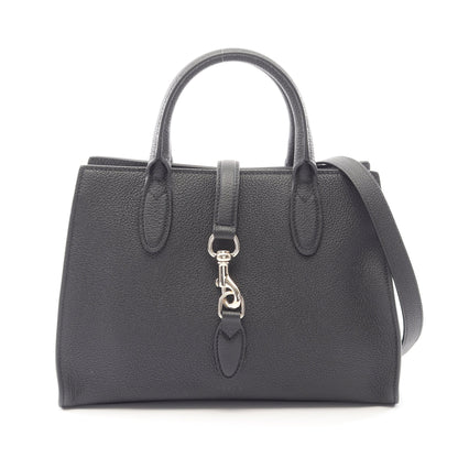 フック クロージャー付き ミディアム 2WAY ハンドバッグ トートバッグ レザー ブラック グッチ バッグ GUCCI