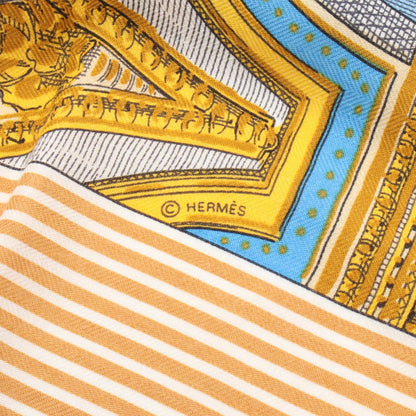 カレジェアン カレ140 GRAND THEATRE NOUVEAU スカーフ ショール カシミヤ シルク ブルー マルチカラー エルメス 財布・小物 HERMES
