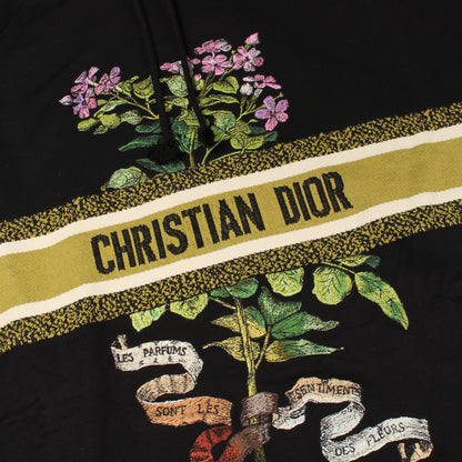 ロゴ フラワー オーバーサイズ プルオーバーパーカー コットン ブラック イエローグリーン クリスチャンディオール トップス Christian Dior