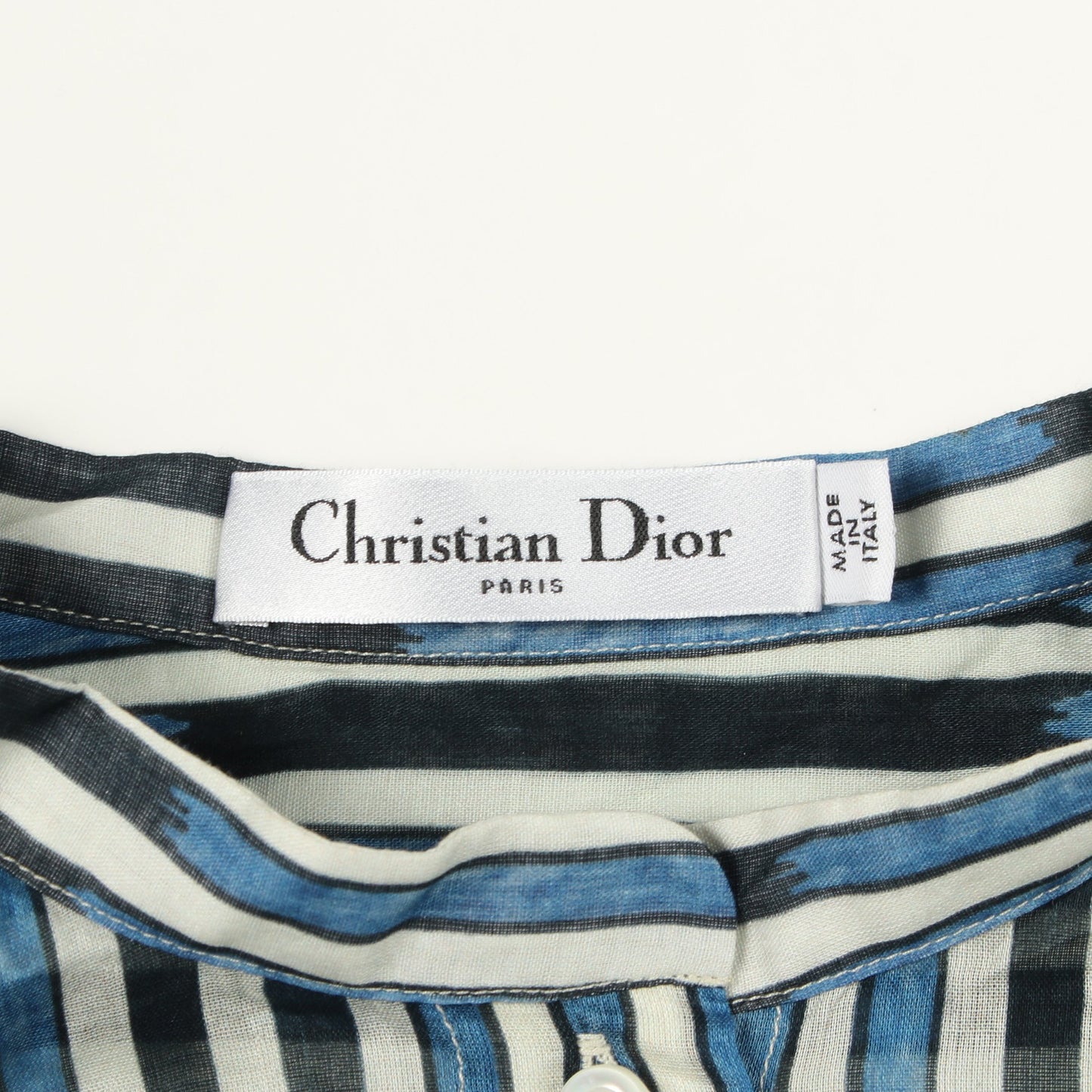 スタンドカラー プルオーバー 長袖 シャツ コットン アイボリー ブルー ネイビー クリスチャンディオール トップス Christian Dior