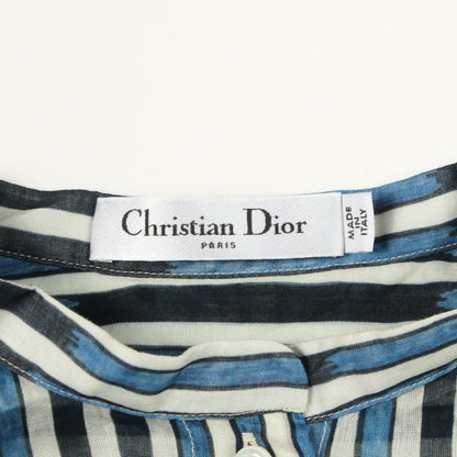 スタンドカラー プルオーバー 長袖 シャツ コットン アイボリー ブルー ネイビー クリスチャンディオール トップス Christian Dior