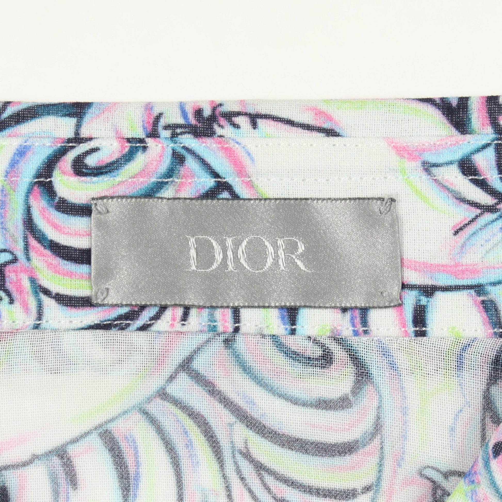 DIOR × KENNY SCHARF タイガー 半袖 シャツ コットン ライトブルー マルチカラー ディオール トップス DIOR