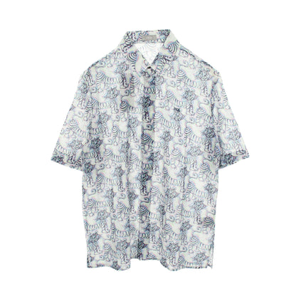 DIOR × KENNY SCHARF タイガー 半袖 シャツ コットン ライトブルー マルチカラー ディオール トップス DIOR